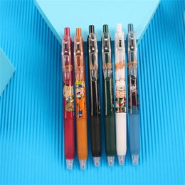 Gel Pens 6PCS/Set Cartoon Anime Press Pen Japanese PenBlack 0.5MM Student School Supplies Office Stationery