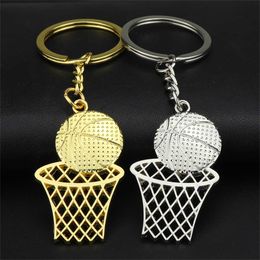 Key Rings Creative Basketball And Net Shape Keychain Charms Basketball Lovers Gift Sports Souvenir Fashion Key Rings G230210