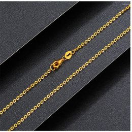 Chains Pure 999 24K Yellow Gold Chain Women Lucky 1mm O Link Necklace