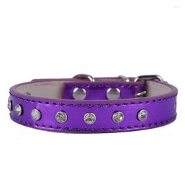 Dog Collars Rhinestones Diamante Collar Pu Leather Adjustable Buckle Crystal Studded Accessories Pet Necklace