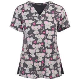 Women's Blouses Shirts High quality Animal printing working Scrubs Tops pet grooming Uniforms Cartoon Beauty salon work clothing Pet beauty Uniform 230211