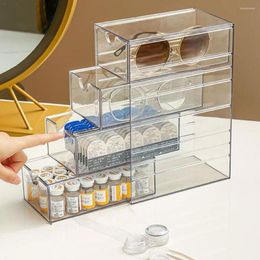 Storage Boxes 4 Layers Glasses Box Acrylic Organiser Cosmetics Pen Holder Case Makeup Stackable Display Drawers F5D0