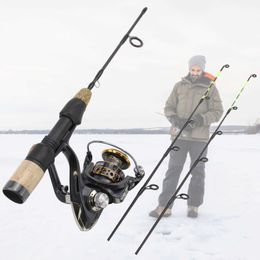 Boat Fishing Rods 60cm 2 Tips Rod Reel Combos Winter Ice Fishing Rod Fishing Reel set Rod Pole Tackle Carbon pole Ice fishing rod with reel J230211