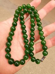 Chains Natural Green Jade Necklace Jasper 10mm Beads Prayer Necklaces Jadeite Jewellery Men Long 108