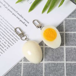 Key Rings Funny Simulation Egg Food Keychain Keyring For Women Men Gift Creative Boiled Egg Car Key Airpods Box Bag Charms Trinket Jewellery G230210