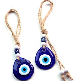 Key Rings Round Blue Eye Hamsa Hand Keychain Keyring For Men Women Water Drop Unique Vintage Glass Fatima Hand Evil Eye Bag Car Jewelry G230210