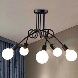s Pendant lamp Wrought Iron LED Chandelier Bedroom 3/5Heads Ceiling Fixtures Living Room Home Lighting Decoration 0209