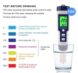 Meters Tds Meter Digital Ph Water Quality Tester ECSALT Temperature Detector Professional Pen Type Test For Pools Aquariums 1PC9039248