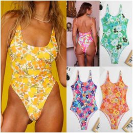 One Piece Bikini Digital Printing Tight Backless Swimsuit For Women