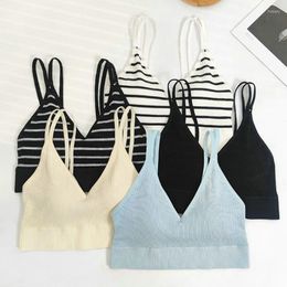 Women's Tanks Women Tube Tops Triangular Top Sexy Deep V Back Breathable Underwear Without Steel Ring Bra Female Backless