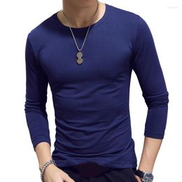 Men's Suits 8951-2023 Elastic Mens T-Shirt O-Neck Long Sleeve Men T Shirt For Male Solid T-Shirts Man Clothing TShirt Tees Base