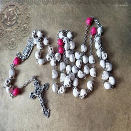 Pendant Necklaces Dia De Los Muertos Rosary Howlite Skulls Guadalupe Centre Ornate Crucifix 5 Decade Catholic Ivory Gothic Pagan