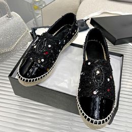 Classic Dress Shoes Fishermans Shoe Flat Heels Loafers Quilted Texture Shiny Goatskin Platform Flat Heels Espadrilles Ladies Slip-on Slingbacks Soft Casual Shoe