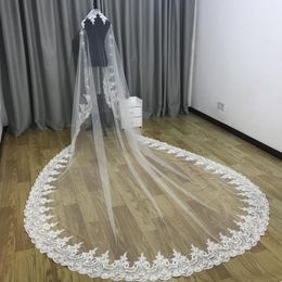 Bridal Veils Real Po 3meter Long Wedding Veil Lace One Layer Cathedral Tulle White Ivory With Comb