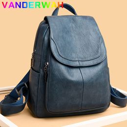 School Bags Genuine Women Leather Backpack Fashion Female Shoulder Bag Sac a Dos Ladies Bagpack Mochilas School Bags For Teenage Girls 230211