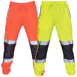 Men's Pants Men's Reflective Overalls Multi-pocket Training Sports Trousers Men Road Work High Visibility Overalls Casual Work Casual Pants 230211