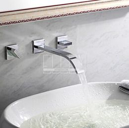 Bathroom Sink Faucets Vidric Wall Mounted Saucet Double Handle Mixer Tap For Basin Chrome Brass Vessel 3 Hole Polished EL