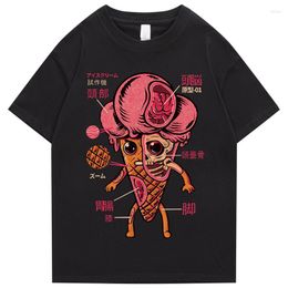 Men's T Shirts 2023 Men's Hip Hop Shirt Funny Ice Monster Anatomy Harajuku Kanji Streetwear Cotton Summer Top