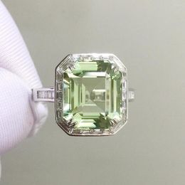 Cluster Rings Fine Jewellery Solid 18K Gold Nature Yellowish Green Tourmaline Gemstones 8.6ct Diamonds For Women Present