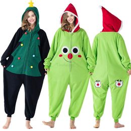 Pajamas Winter Adult Onesie Hooded Fleece Pajamas for Christmas Costume Cosplay Pajamas Christmas Tree Snowman Jumpsuits Sleep 230210