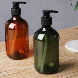 Storage Bottles 300/500ML Portable Bottle Brown Shampoo Shower Gel Flip Pump Refillable Large Capacity Pure Dew No Spill Durable