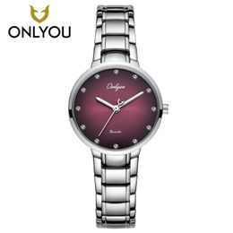 Wristwatches ONLYOU Women Diamond Watch Fashion Gradient Color Quartz Watches Elegant Female Stainless Steel Ladies Dess Clock Casual Men