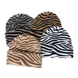 Berets Winter Hat Zebra Pattern Knitted Hats For Women Fashion Warm Skullies Beanie Ladies Casual Cover Head Caps