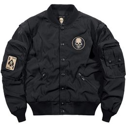 Men's Jackets Autumn Flight Spring Jacket Cargo Style Outerwear Skull Embroidery Bomber Coat Loose Baseball Uniform Large Size 4Xl Male 230211