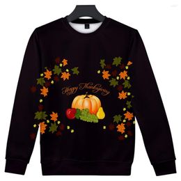 Men's Hoodies Thanksgiving Day Unisex Sweatshirt Round Neck Fashion Trend Style 3D Polyester Material
