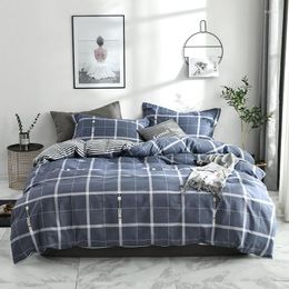 Bedding Sets 2023 Long-staple Cotton Four-piece Bed Sheet Star And Moon Pattern Plain Light Luxury Style Dark Blue Plaid Colour