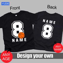 T-shirts Children T Shirt Customised Name T Shirts Basketball Kids Tees Baby Birthday Tshirt Your Own Design Boy Girls Clothes Number 8T T230209