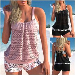 Tankini Split Swimsuit Slim Strap Boxers Conservative Swimwear Women