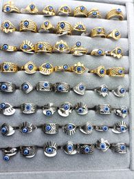 30pcs Luxury Stainless Steel Demon Eye Ring High Quality Women Male Party Metal Punk Blue Eye Rings evil eye