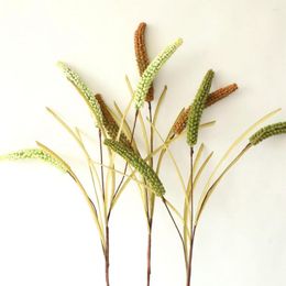 Decorative Flowers 10Pcs/lot Simulation 3heads Millet Plants For Farmhouse Home Decor Foam Fake Wedding Road Leads Background