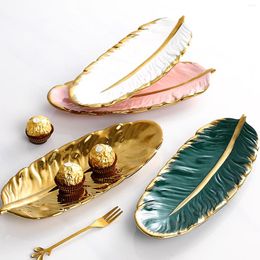 Plates Nordic Creative Dessert Plate Leaf Shape Ceramic Tray Fruit Bread Cake Chocolate Biscuit Sushi Decoration Tableware