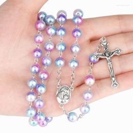 Pendant Necklaces Prayer Bead Chain Catholic Crucifix Cross Rosary Necklace