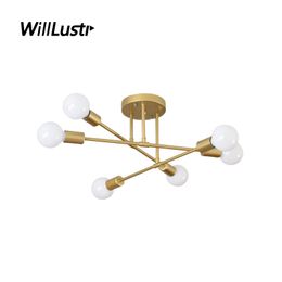 Minimalist Semi-Flush Mount Ceiling Lamp Nordic Metal Light Hotel Cafe Living Dinning Bedroom Creative Industrial Iron Lighting