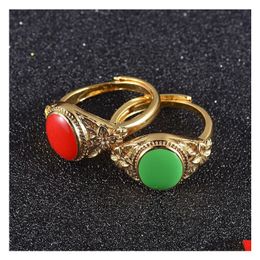 Band Rings Vintage Wedding Ring For Women Luxury Color Sand Gold Round Acrylic Stone Drop Delivery Jewelry Dhmvl