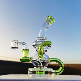 2023 8 Inch Heady Bong Multi ColorTransparent Green Glass Water Pipe Bong Dabber Rig Recycler Pipes Bongs Smoke Pipes 14.4mm Female Joint with Regular Bowl&Banger