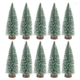 Christmas Decorations 10Pcs 15Cm Mini Tree Desktop Ornaments With Snow Covered Pine DIY PVC Figurine