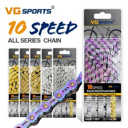 VG Sports Bicycle Chain 10 Speed Half/Full Hollow Ultralight 116L 10s 20s 30s Ti Gold MTB Mountain Road Chains Bike Parts 0210