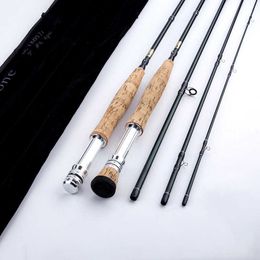 Boat Fishing Rods 27M Fly fishing rod 4 Sections 6# 8# Carbon Fibre fishing rod Spinning ultralight M Power A470 J230211