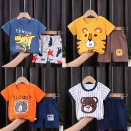 Clothing Sets Baby Pure Cotton Cartoon Casual Tshirtshorts New Style Panda Dinosaur Short Sleeves Oneck Summer Children Unisex Clothes