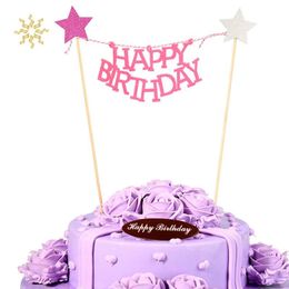 Festive Supplies Other & Party 1Pcs Star Cake Topper For Kids Happy Birthday Decoration Kitchen