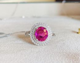 Cluster Rings LR609 Solid 18K White Gold Nature Padparadscha Pink Sapphire 1.65ct For Women Fine Jewelry Presents