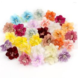 Decorative Flowers Artificial Head 5cm Silk Rose Fake For Home Decor Marriage Wedding Decoration DIY Bride Craft Wreath Accessories