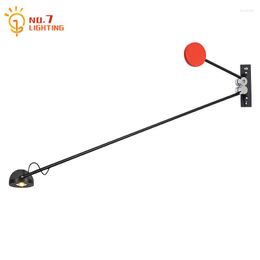 Wall Lamp Nordic Minimalist Industrial With Touch Switch Red/Yellow Long Pole Swing Arm Mounted Living/Dining Room Study