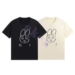 Luxury Fashion Brand Mens T Shirt Rabbit Letter Print Short Sleeve Round Neck Summer Loose T-shirt Top Black Apricot Asian Size M-2XL