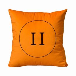 Quality Orange Duplex Printing Peach Skin Fabric Pillowcase Cover Decorative Sofa Cushion Cover Letter Geometric Seat Cover without Inner