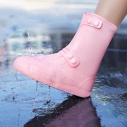 Shoe Parts Accessories Pink PVC Rain s Covers Men Women Protection High Top White Reusable Women's Water Resistant Foot Cover 230211